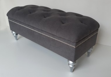 Pufa ławka pikowana ze schowkiem Chesterfield szara