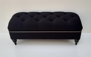 Pufa ławka pikowana ze schowkiem Chesterfield czarna