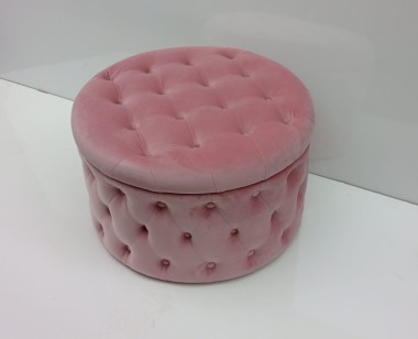 Ławka pufa okrągła chesterfield welurowa 